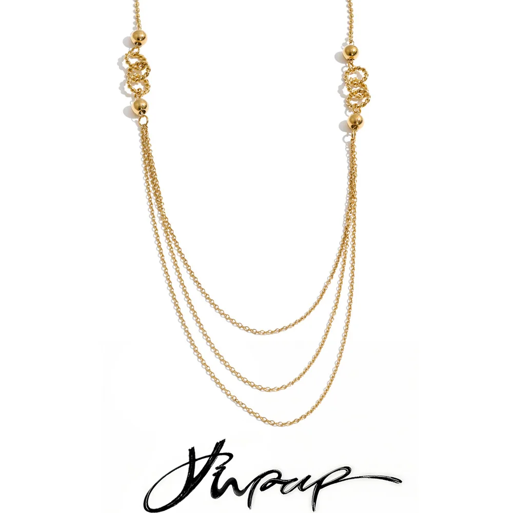 Yhpup 92+5cm Stainless Steel Long Sweater Chain Necklace Multi Layer Chain Personalized