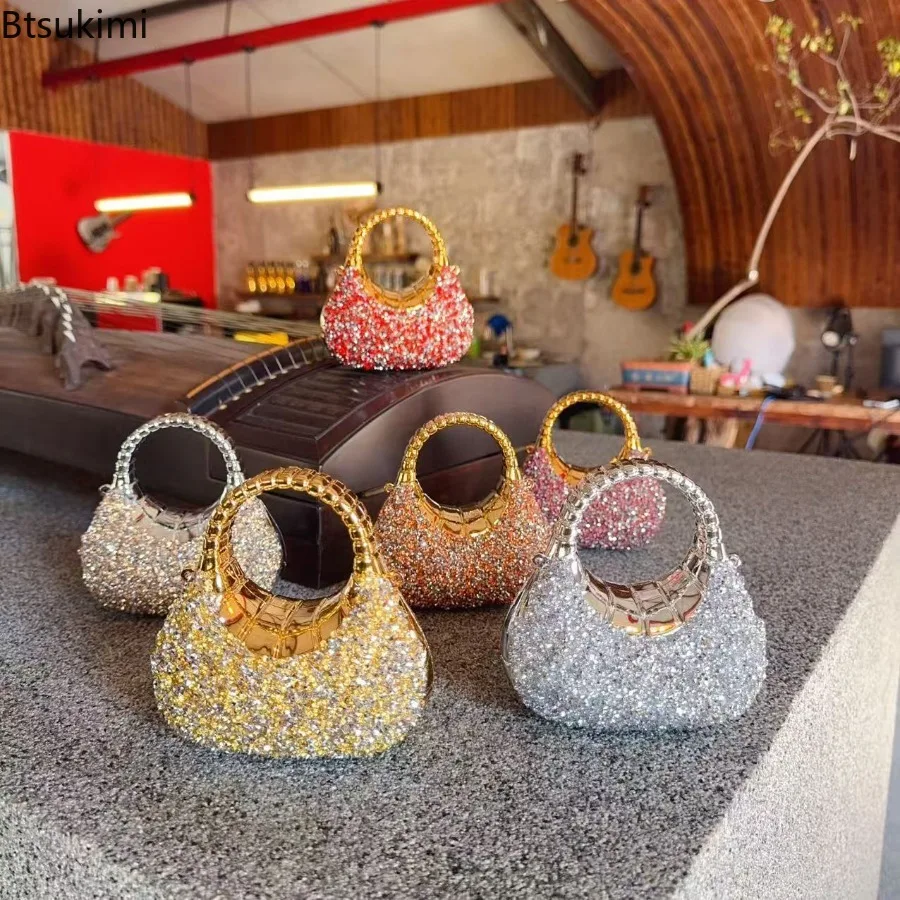 New Fashion Rhinestone Purses and Handbags Shinny Mini Evening Bags Luxury Shoulder Bags Funny Party Wedding Acrylic Clutch Bags
