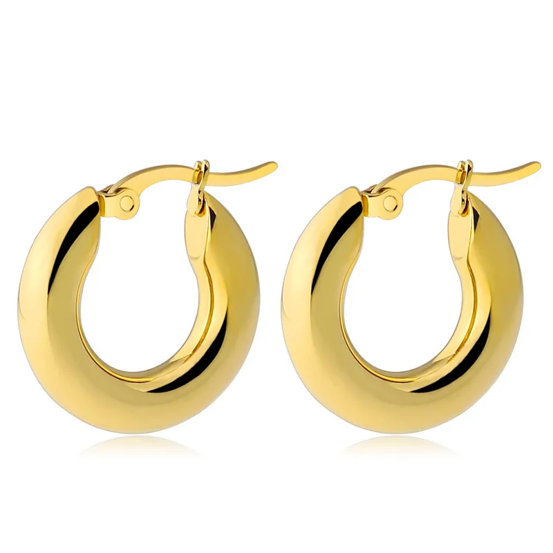 BAECYT 5.0mm Silver Gold Color Circle Creole Earrings Stainless Steel Big Round Wives Hoop Earrings Gifts For Women