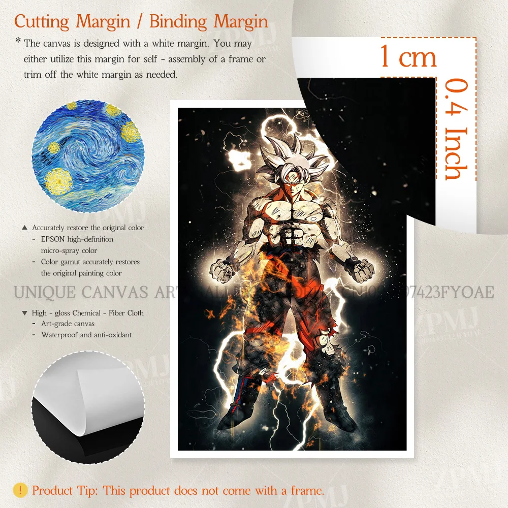 Japanische Anime Dragon Ball Leinwand Drucke Poster Son Goku Figuren Wand Kunstwerk Malerei Wohnzimmer Bilder Home Decor Kein Rahmen – Detail 4