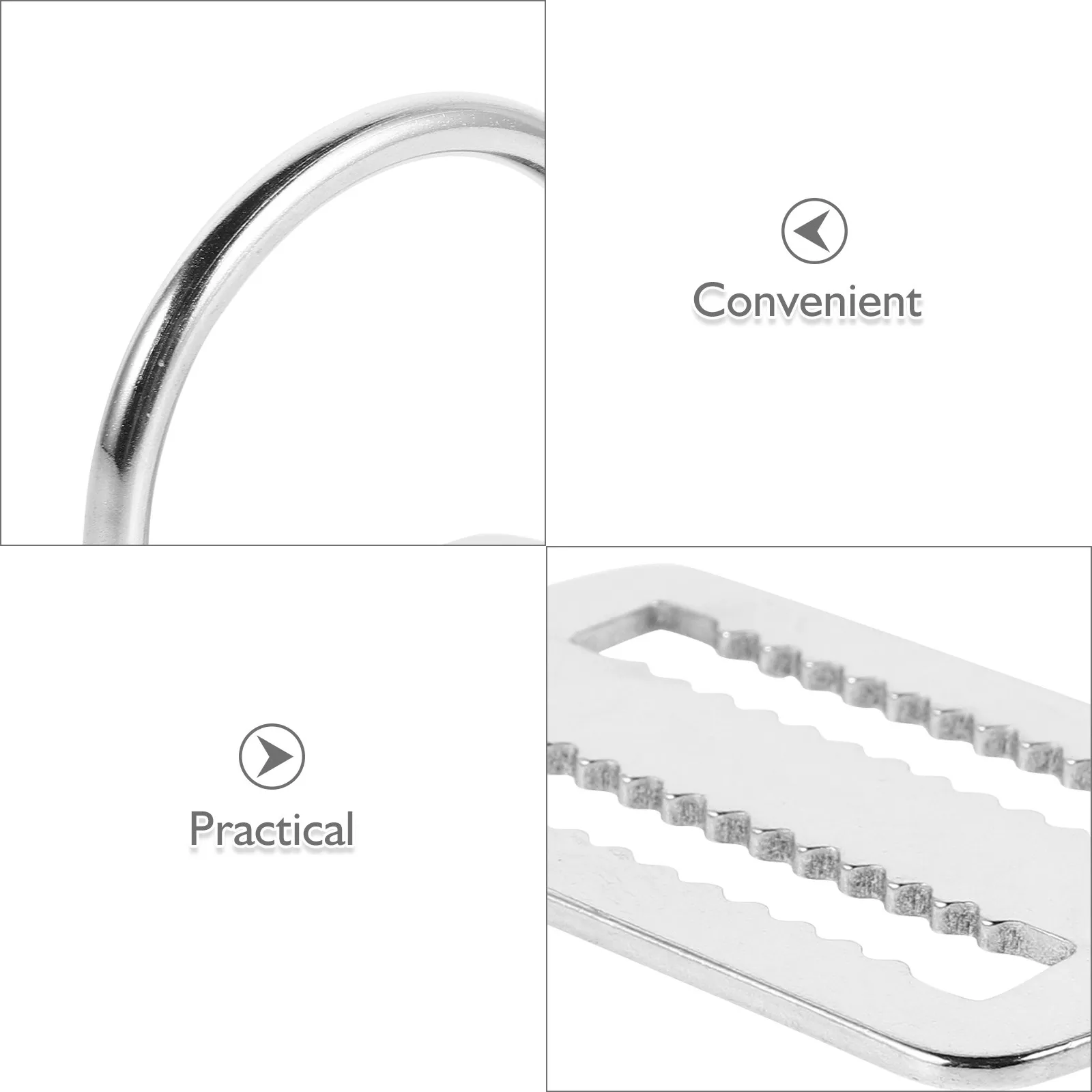 2Pcs Stainless Steel Diving Belt Buckle Serrated Weight Belt Retainer D Ring Dive Harness Side Mount Positioning view 6
