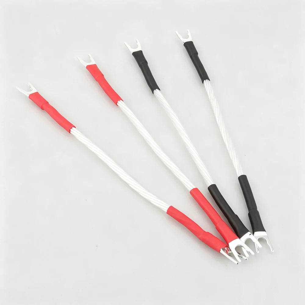 4PCS silver Plated jumper audio cable over machine line fever speaker cable speaker cable