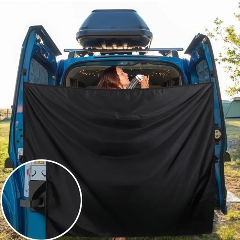 

420D Waterproof Oxford RV Truck Rear Door Shower Curtain With Hooks Fit For Outdoor Shower Curtain Privacy Protection Accessorie