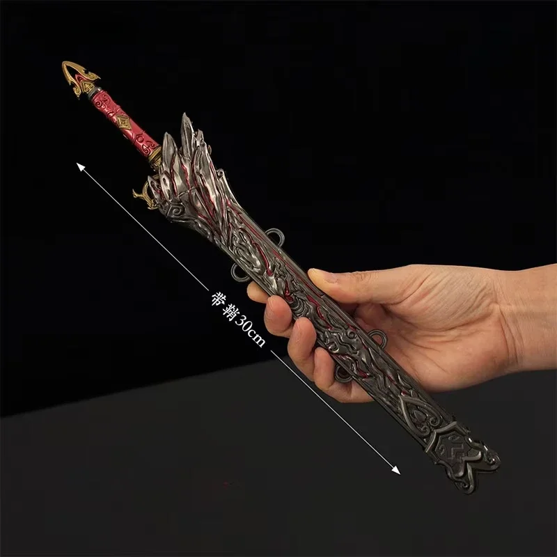 30cm naraka: periféricos de jogo bladepoint espada de céu vermelho com bainha brinquedo ornamentos presentes figura adereços coleções arma de brinquedo ao ar livre