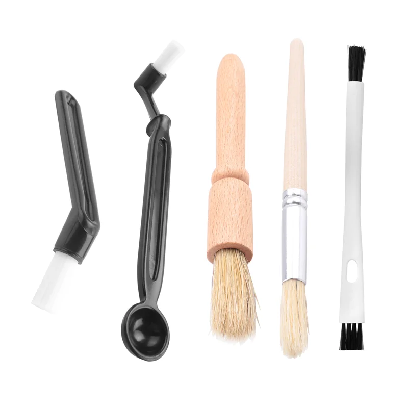 A94E-مجموعة فرشاة القهوة مجموعة فرشاة اسبريسو، فرشاة تنظيف ماكينة طحن القهوة الخشبية وفرشاة اسبريسو لماكينة القهوة