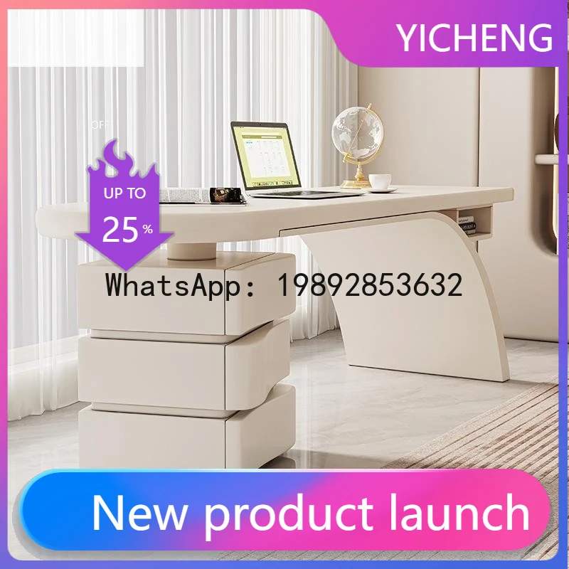 

HYS Cream Style Solid Wood Desk for Home and Office Use