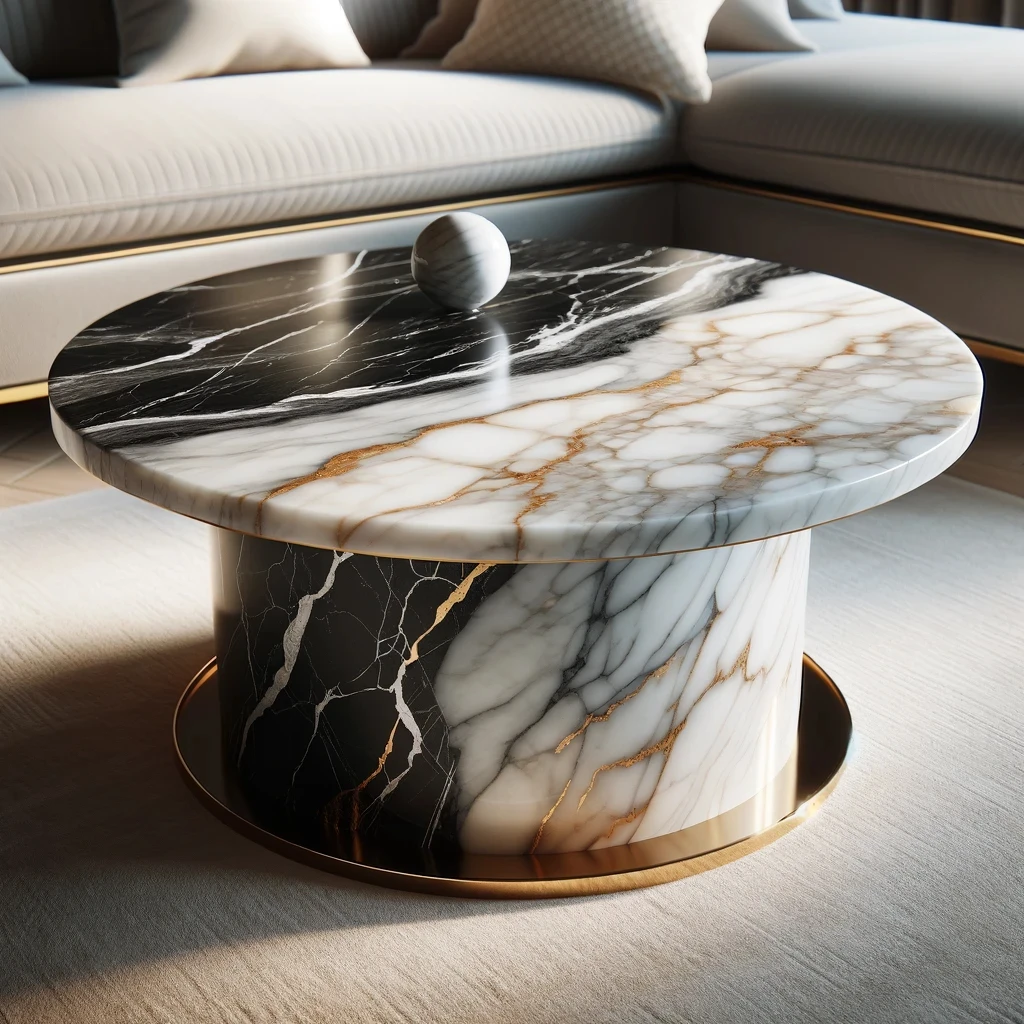 

Elegant And Modern High-End Natural Marble Side Table Luxury Wooden Coffee Table For Living Room For Home Or Villa Use