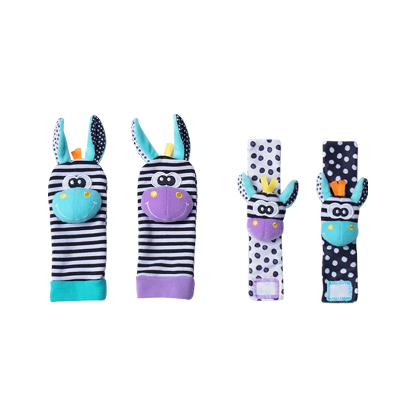 Hochet pour bébé, jouets, animaux en peluche mignons, hochet de poignet, chaussettes de recherche de pieds de 0 à 12 mois, cadeau pour nouveau-né, garçon et fille, 2 pièces/ensemble