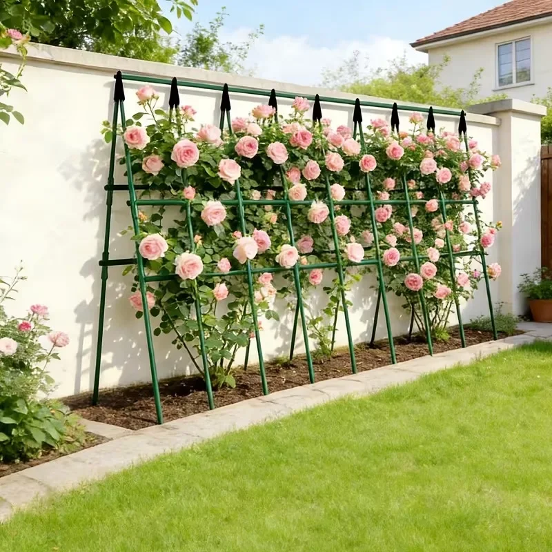 2026 New Sturdy Plant Support Trellis 3 Horizontal 6 Vertical PVC-Coated Steel Pipe Stakes for Garden Vegetables Climbing Plants