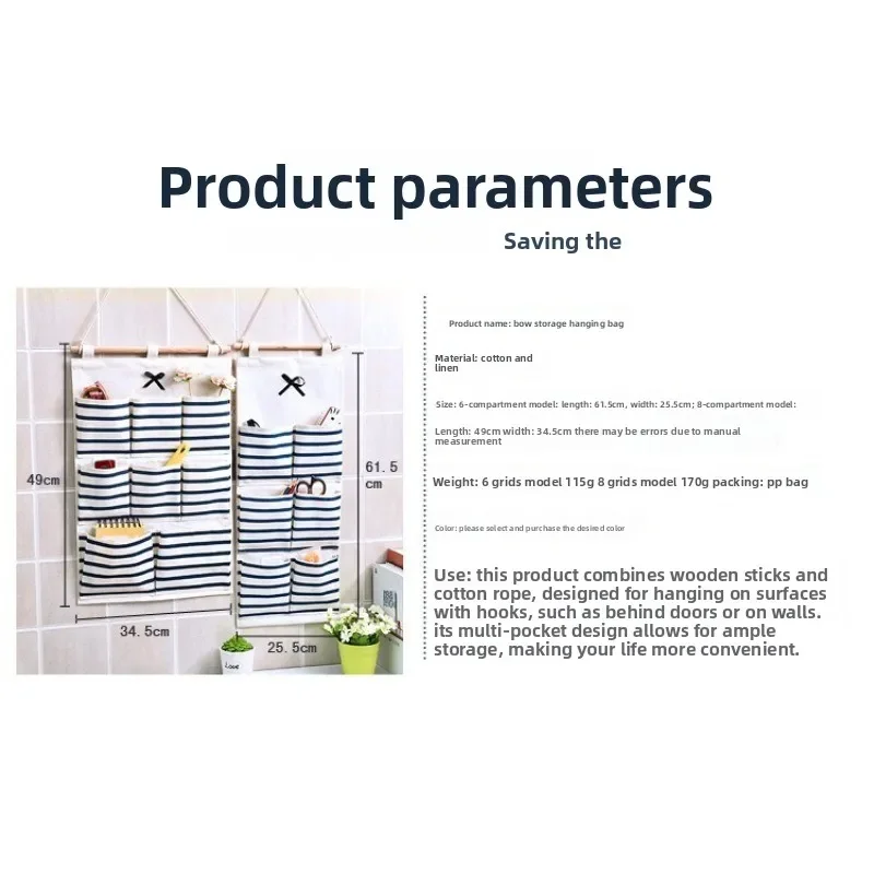 Climbing Mat Slippers Storage Multi-hanging Bag Storage Hanging Pocket Fabric Storage Bag Fence Finishing Cat Pink