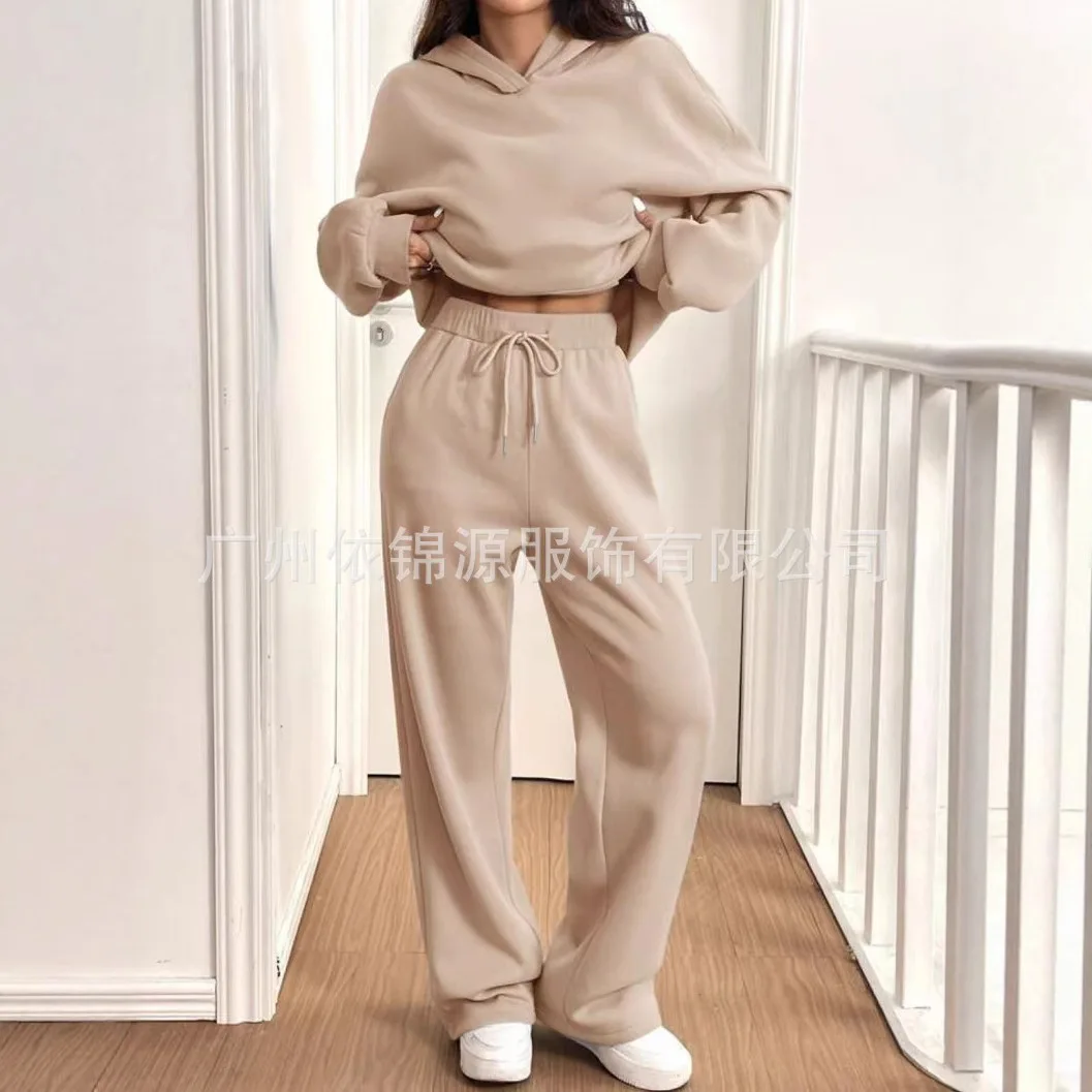 Sudadera Pant Sets Suit Womens Hooded Long-sleeved Autumn And Winter Sports Sweatshirt Drawstring Trousers Set Спортивный Костюм