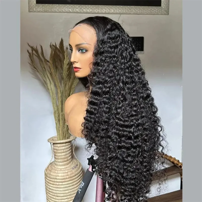 Sem cola 180 densidade macio preto kinky encaracolado 26 Polegada longa peruca dianteira do laço para preto feminino com cabelo do bebê preplucked linha fina natural