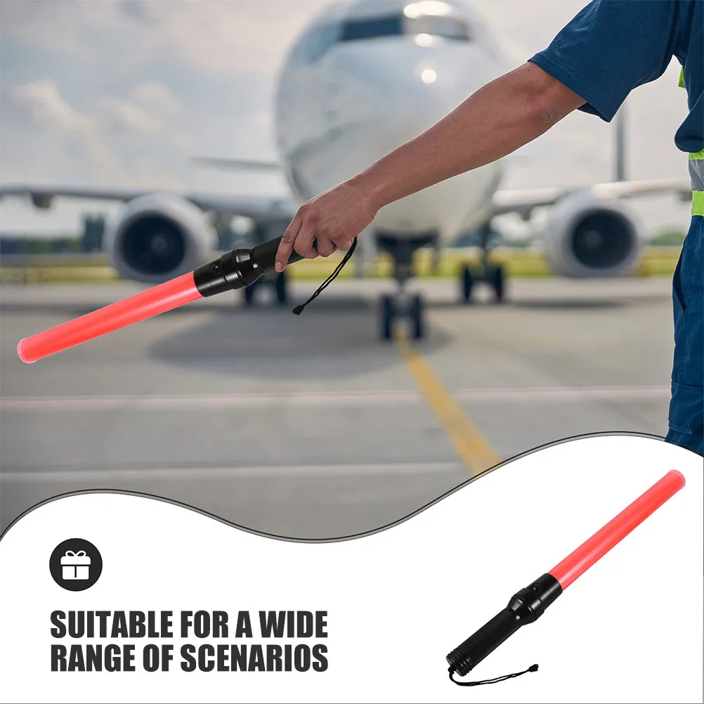 43Cm Portable LED Traffic Wand Bright Flashing Fluorescent Light for Traffic Control Safety Guidance Direction Road Parking