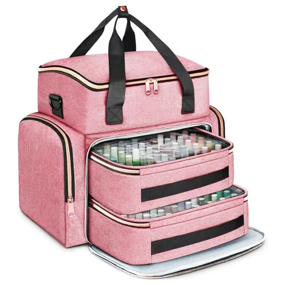 Large Capacity Nail Polish Organizer Bag with Shoulder Strap Handheld Nail Care Kit Bag 96 Compartment Essential Oil Storage Bag