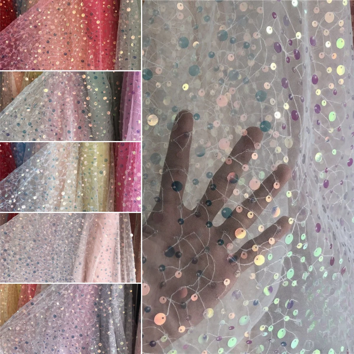 

13-цветная радужная ткань с лазерными блестками, сценический костюм «сделай сам», вечернее платье, детская одежда, ткани для шитья