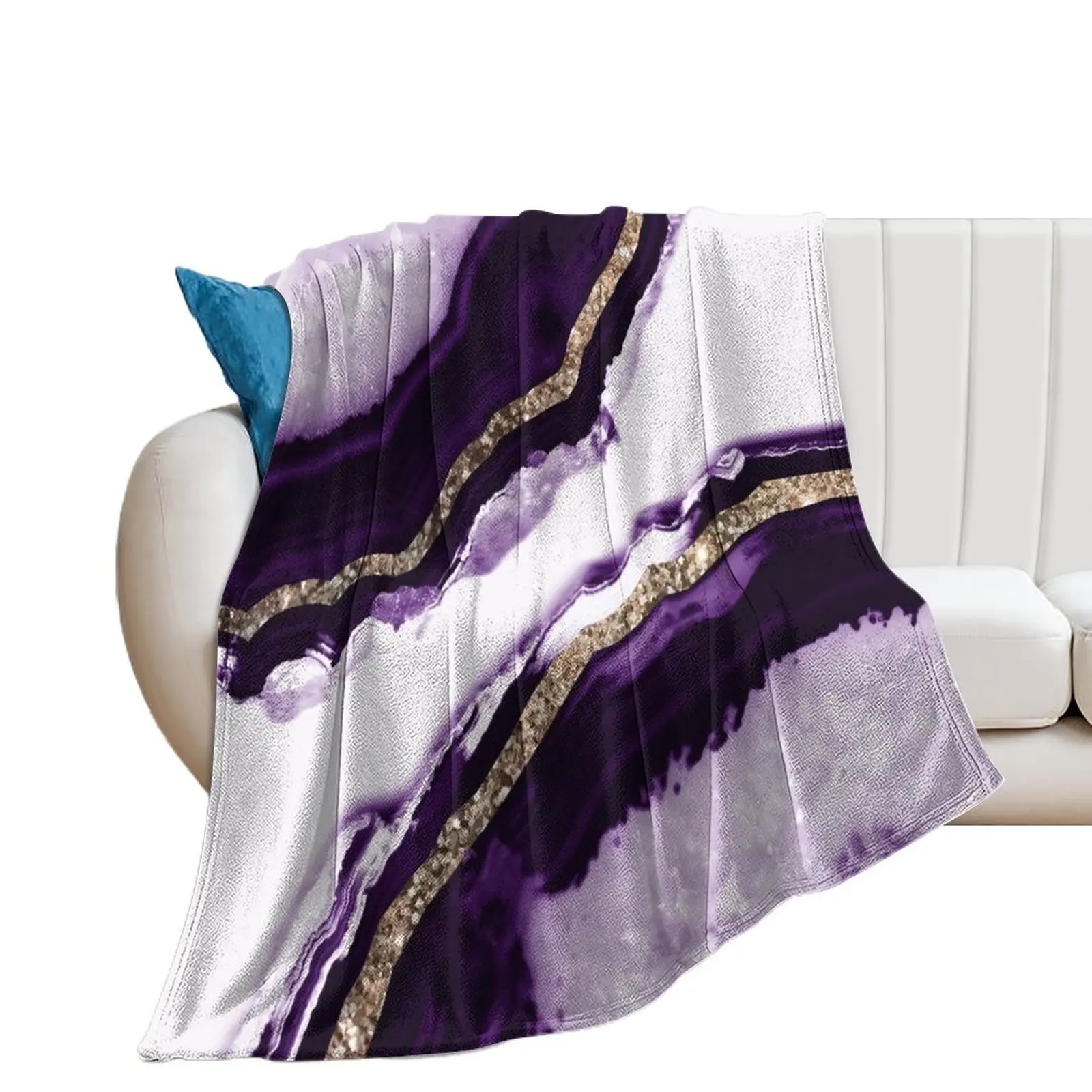 Agate Glitter Glam #13 (Faux Glitter) #gem #decor #art Throw Blanket Blankets For Bed Hairys Plaid on the sofa Blankets