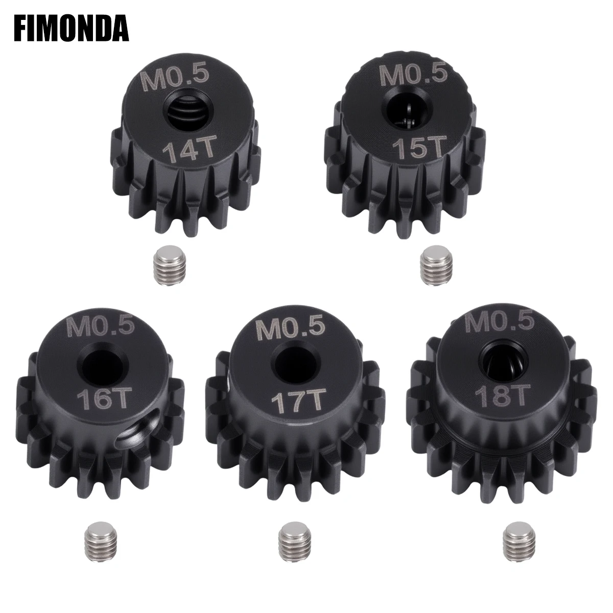 M0.5 2mm Shaft 14T-18T Metal Pinion Gear, for LOSI 1/18 1/24 Micro-B Buggy, RC Car Motor Accessories Part