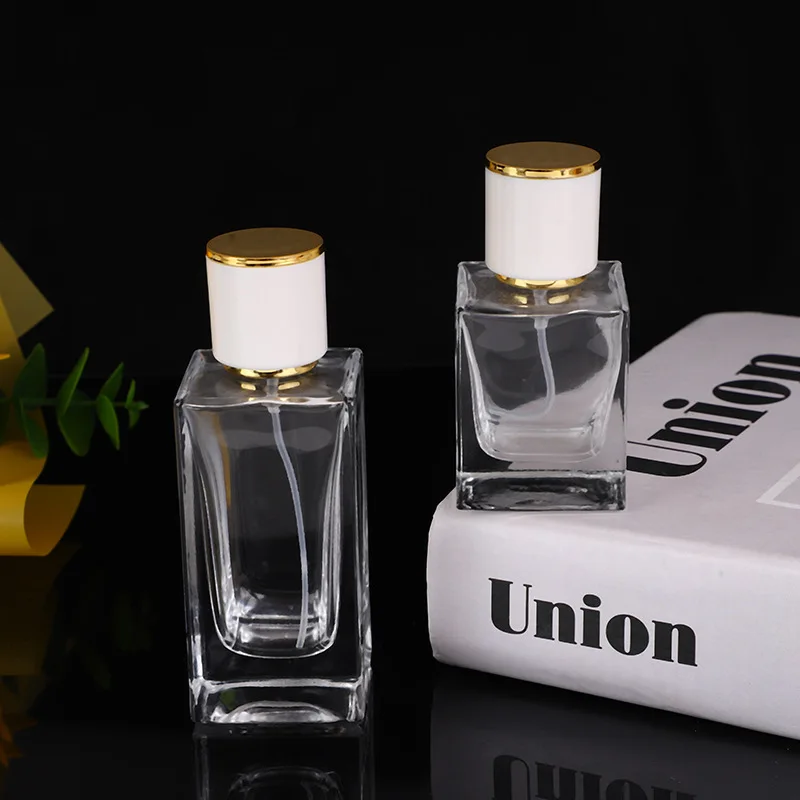 

Glass Spray Mist Bottles 30ml 50ml White Lid Screw Neck Pump Square Cosmetic Fragrance Atomizer Empty Perfume Refillable Bottle