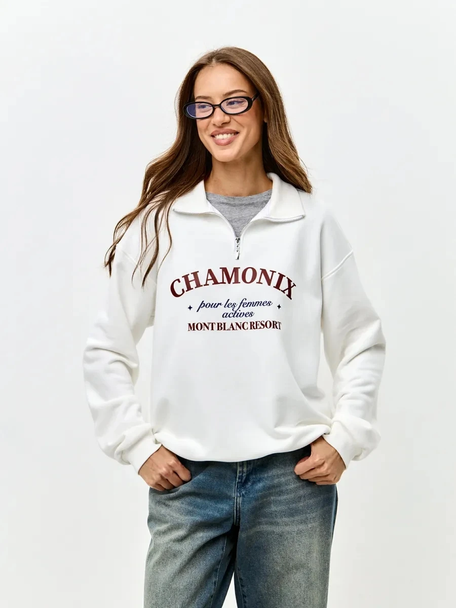 

Модная женская толстовка с принтом и длинными рукавами, повседневная, универсальная, удобная, стильная, для города, осенняя модель