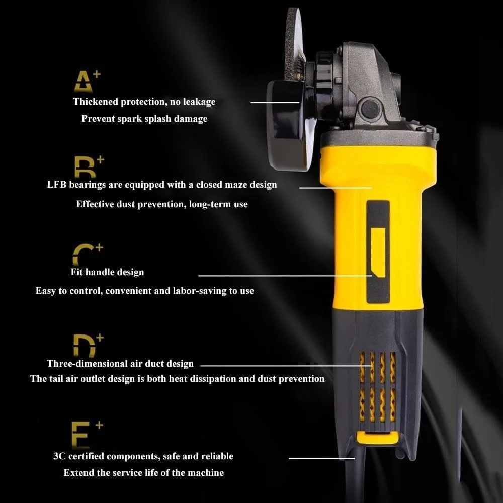 5-Inch 13-Amp Small Angle Grinder with Paddle Switch and Premium TPT Cart for Heavy-Duty Applications