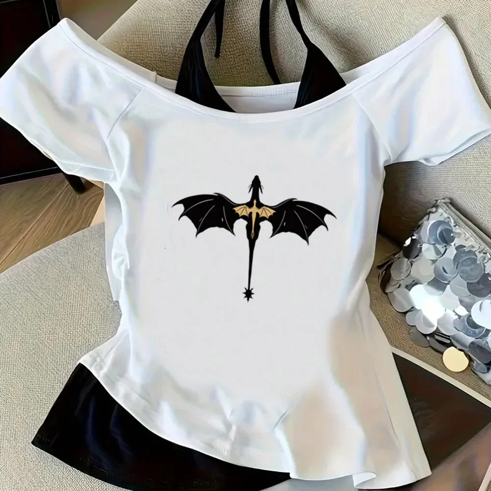 Fourth Wing cropped top women summer cheap kawaii 2000s japanese shirt japan alternative  meme streetwear cute