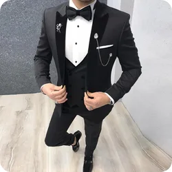 Elegant Men's suit Three-piece Fashion Ball Party Men's suit (Top + vest + pants)