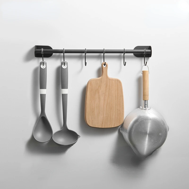 

Kitchen Hanging Rod Rack Wall-mounted Punch-free Stainless Steel Hook-type Multi-functional Hanging Rod Shovel Spoon Pendant