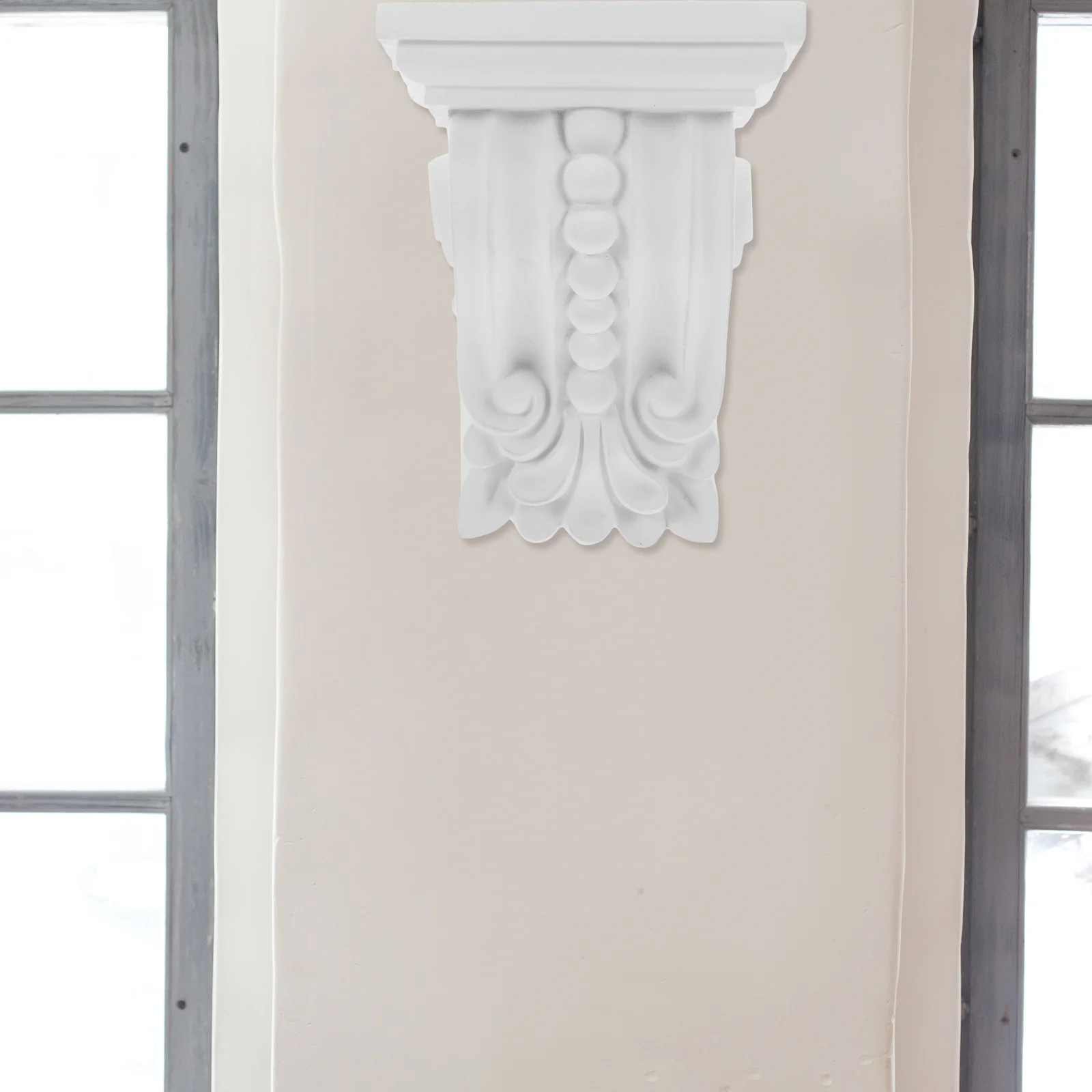 

European Carved Column Head Pu Decorative Corbel Wall Ceiling Door Window Trim Home Office Corner Molding Applique