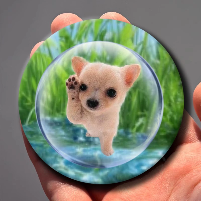 Creative Funny Frutiger Aero Dog Brooch Handmade Cartoon Lapel Pins Backpack Clothes Decor Accessories Jewelry Badge Friend Gift