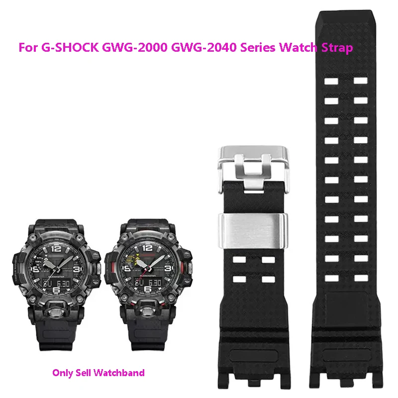 Black Silicone Watchband for Casio G-SHOCK GWG-2000 GWG-2040 Series Men Sport Band Strap Watch Rubber Bracelet  Accessories