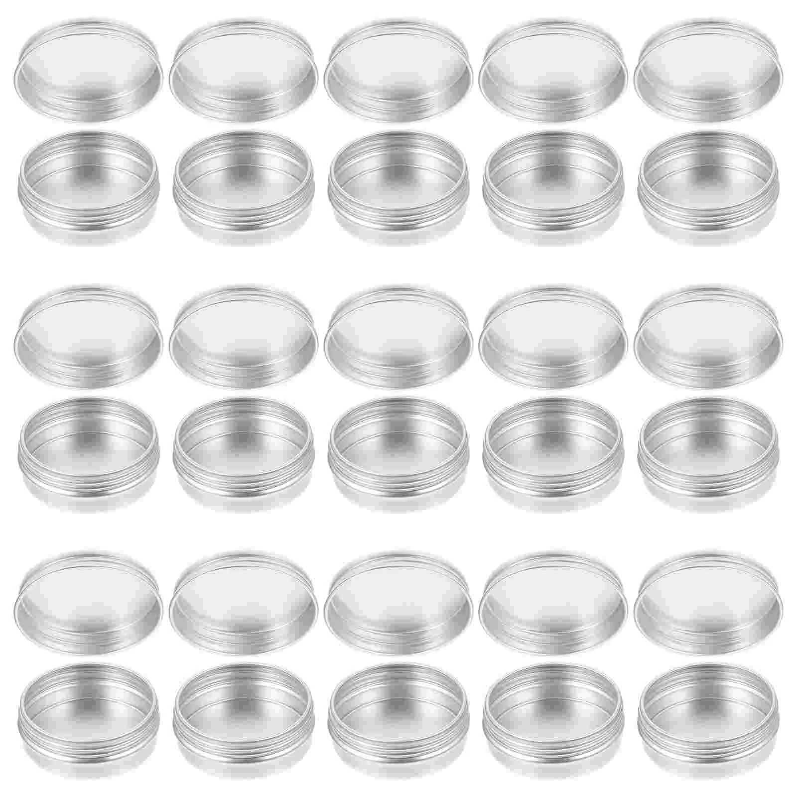 

50 Pcs Round Jars with Lids Aluminum Box Cream Holder Container Tin Can Cosmetics Sub