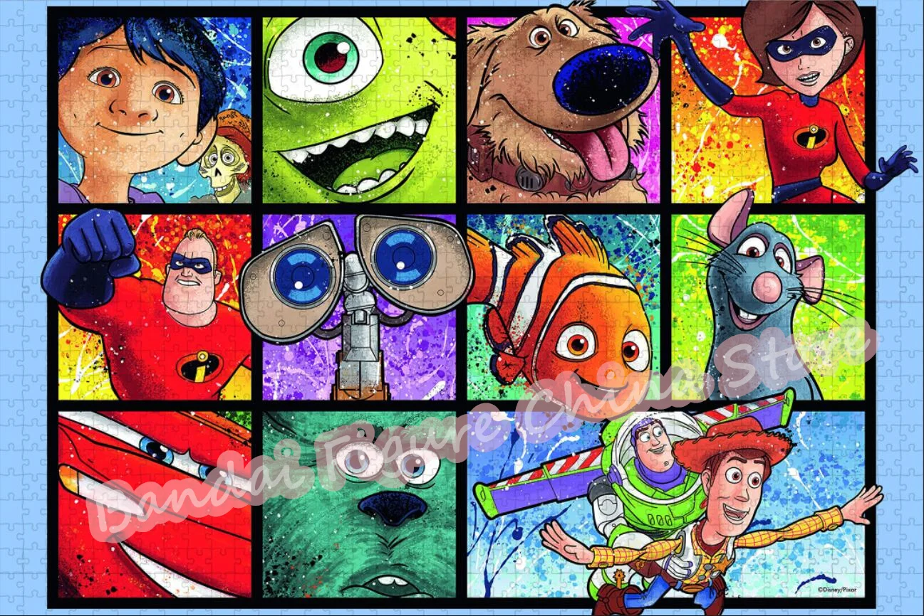 Disney Cartoon Collection Print Puzzle 300/500/1000 Pieces Woody Nemo Luca Anime Inside Out Toy Story Jigsaw Puzzle Game Gifts