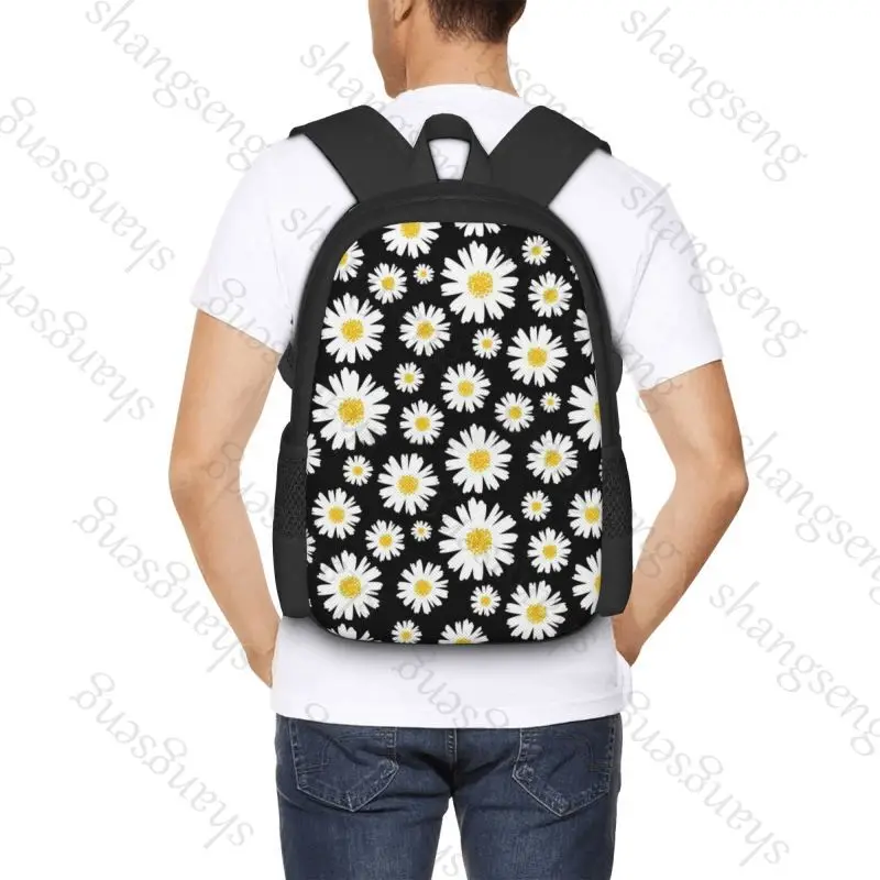 

Cartoon white Daisy flowers Large capacity printed schoolbag boys and girls teenagers students leisure travel commuter backpack