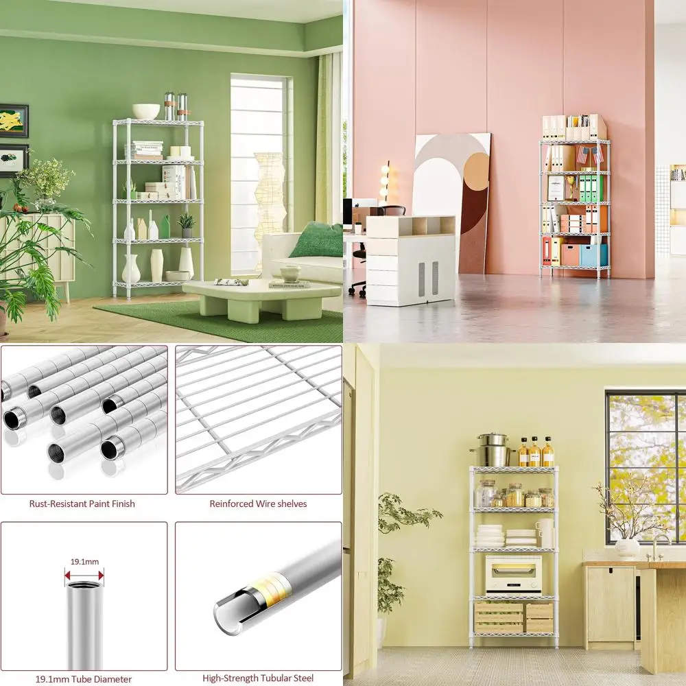 

Сверхмощная металлическая стойка с 5 полками для дома и гаража, 1250 фунтов, 11,8 x 29,5 x 59,5