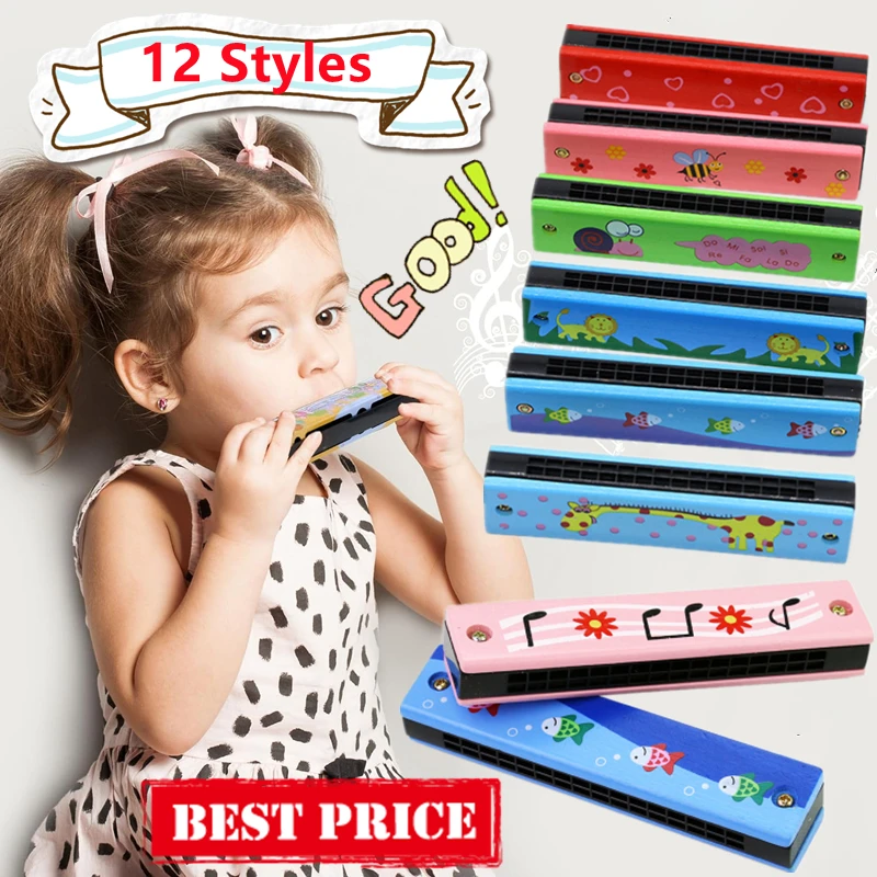 New 16 Holes Children Wooden Harmonica Musical Instrument Toys Music Teaching Aids Puzzle Early Education Kindergarten Beginners