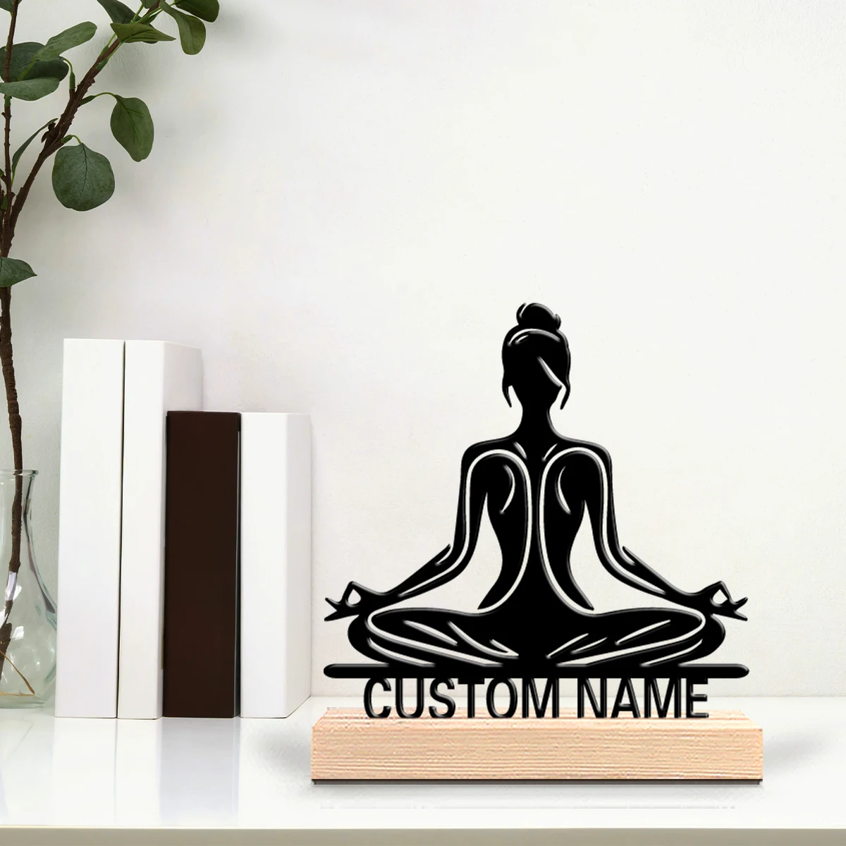 1pc Weird Personalized Custom yoga Metal Statues Mystical Nightlight for Bedrooms Wooden Base Unique Gift for Astronomy Fans