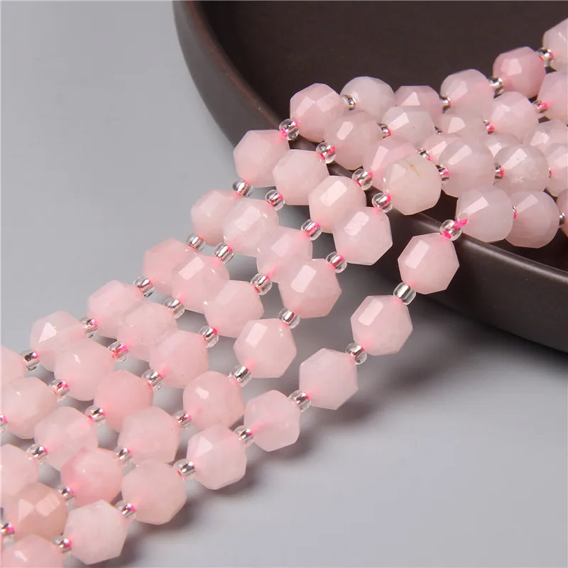 100% Natural Rose Quartzs Stone Beads Faceted Loose Stone Beads for Jewelry Making DIY Good-looking Handmade Bracelet