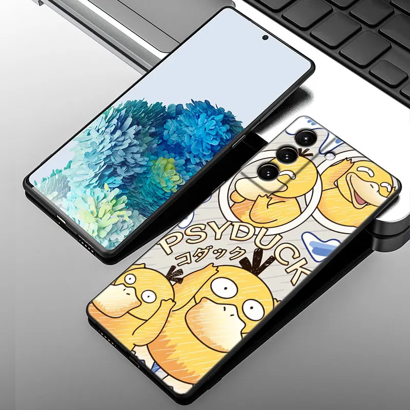 Psyduck Pokemon Phone Case For Samsung Galaxy S23 S22 S21 Ultra S20 FE 5G S10E S10 Lite S8 S9 Plus S7 Edge Black Cover