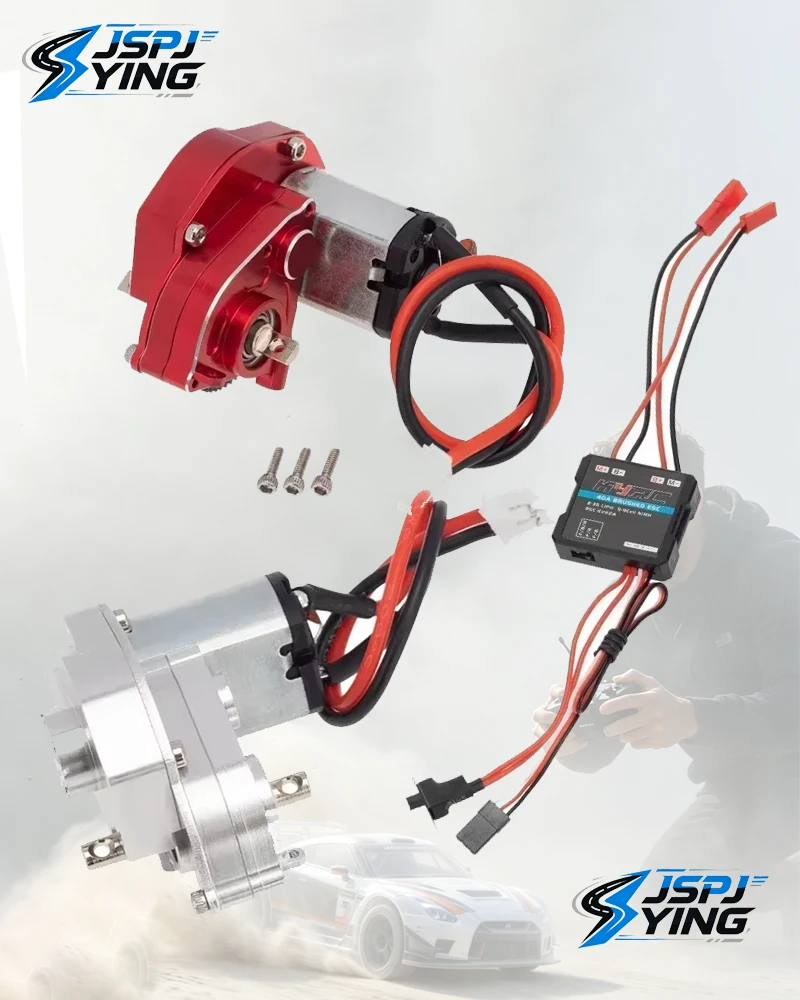 Aluminum Transmission Box Middle Gearbox Motor ESC Kit for Axial SCX24 90081 Wrangler 1/24 Scale RC Crawler Car Upgrade Modifica