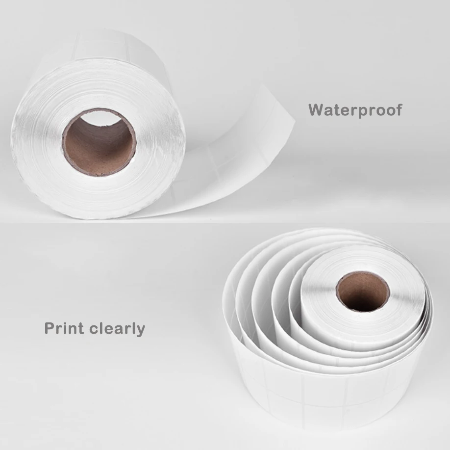 Art Paper Labels for Thermal Transfer Printer, Barcode Adhesive Label, Sticker for Carbon Tape Printing, White Sticker, 1 Roll