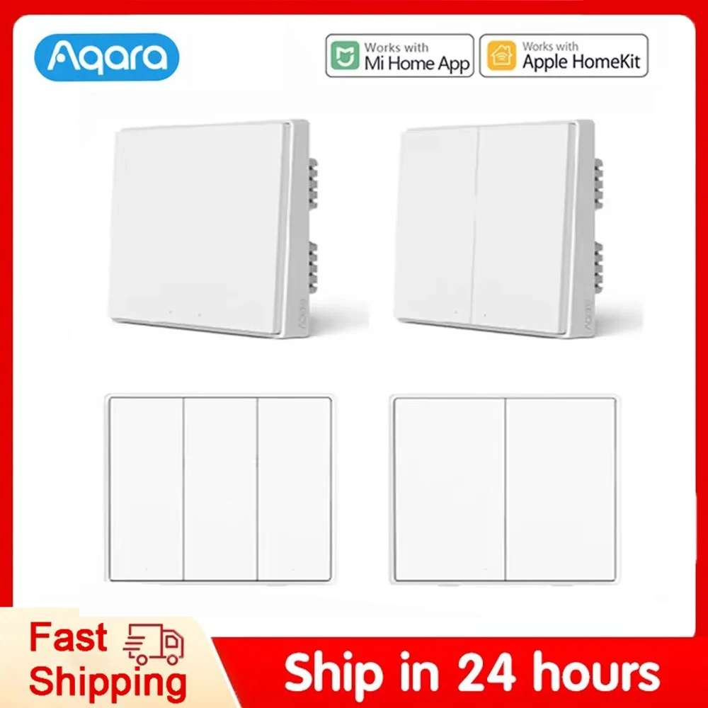 Aqara D1 Smart Wall Switch Zigbee Wireless Remote Control Key Light Switch Neutral Fire Wire Triple Button For Mijia Smart Home