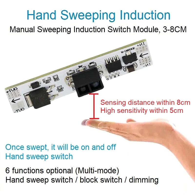 Short Distance Scan Sweep Hand Sensor Touch Switch Capacitive Module PIR Motion Sensor 5V-24V 5A 120W LED Dimming Control Lamps