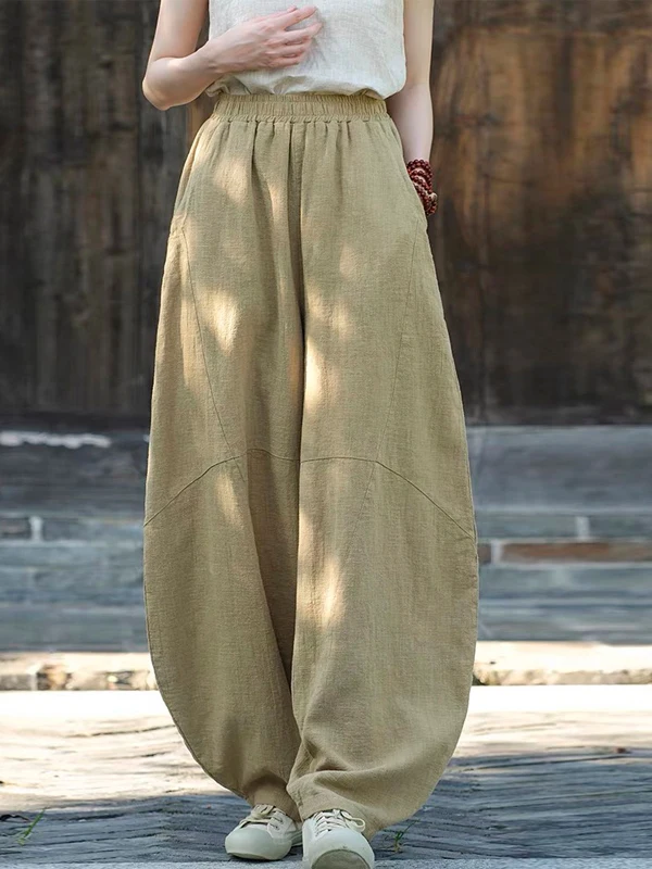 

Loose Cotton Linen Lantern Pants Casual Tai Chi Meditation Large Size Women's Autumn Winter New Sle Comfortable Long Trousers