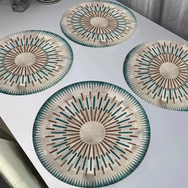 VIKAMA Monet Watercolor Flower Round Linen Table Mat Insulation Washable Wear resistant Table Mat Table Decoration