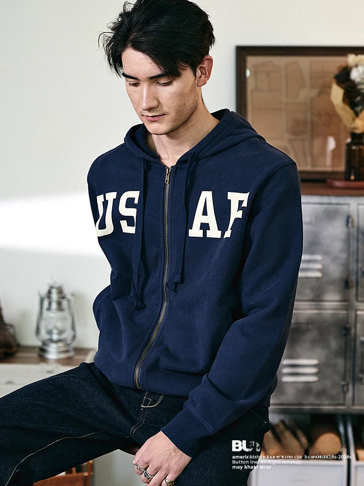 

Мужская толстовка с капюшоном в стиле ретро из чистого хлопка, тяжелый вес, 490 г, свободный спортивный Fce Jaet, открытый кардиган на молнии, модный топ