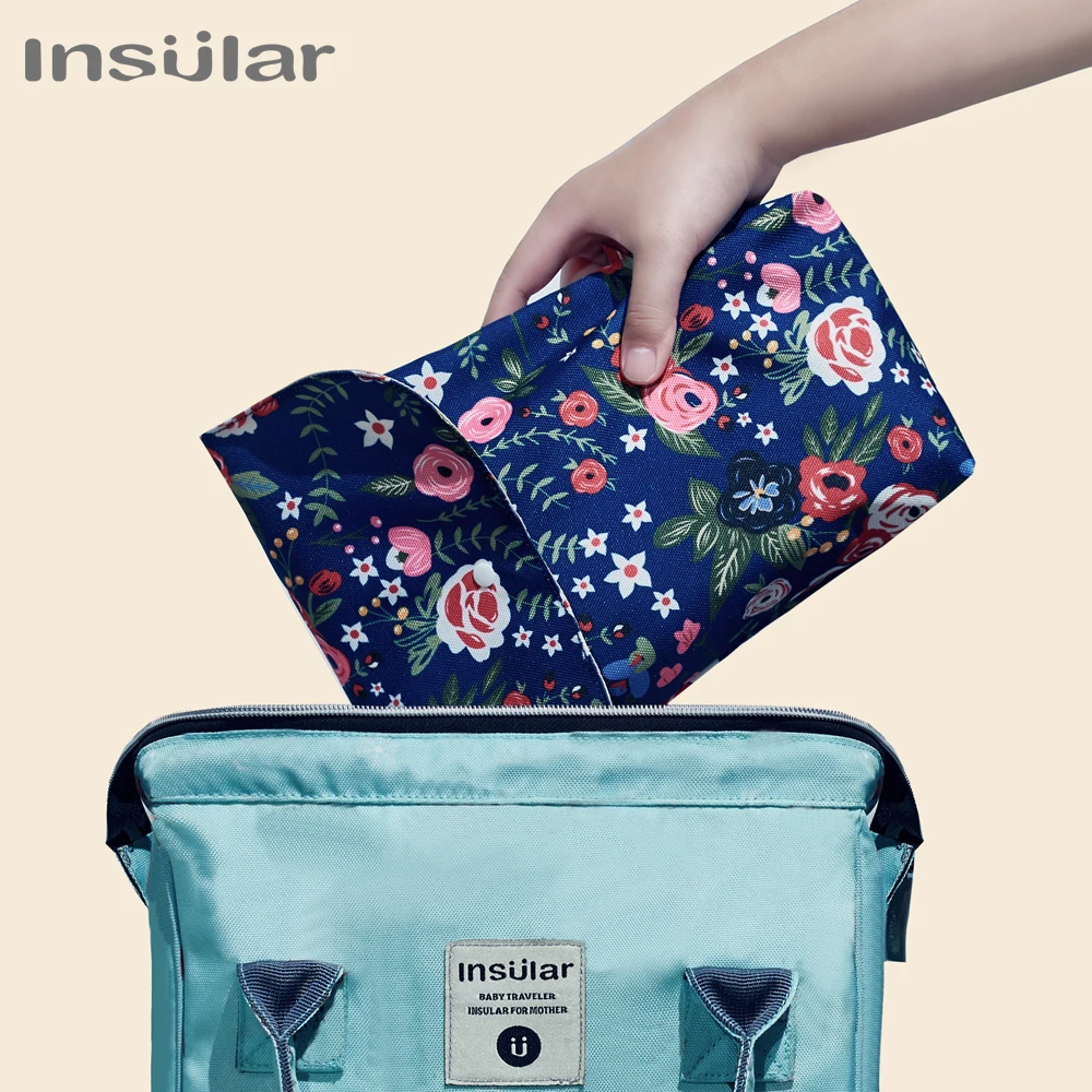 Bolsa de almacenamiento de pañales de tela aislante, multifuncional, reutilizable, impermeable, impresa, portátil, de gran capacidad