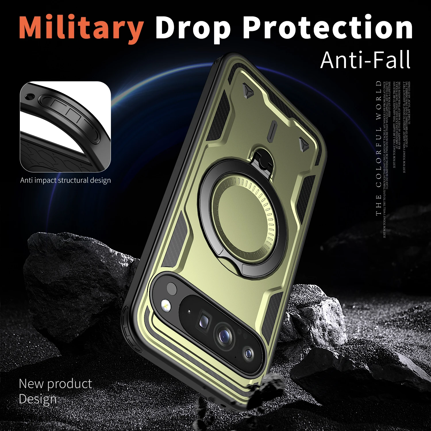 ل Googel Pixel 10 Pro XL/Pixel 9 Pro XL/9 Pro 9A البلاستيك الصلب قذيفة الدورية حلقة حامل المغناطيسي شحن جراب هاتف #2