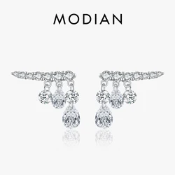 MODIAN 925 Sterling Silver Sparkling Geometric Water Drop CZ Stud Earrings For Women Wedding Engagement Fine Jewelry Gifts
