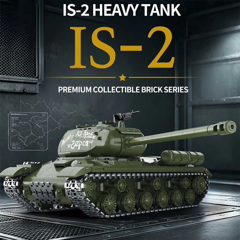 1485 PCS MOC Military IS-2 Heavy Tank Model Building Blocks World War Soviet Army Armored Battle Tank Assembly Bricks Toys Gifts