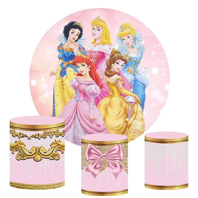 Disney Princess Party Background Decors Round Customized Backdrop Children\'s Birthday Decoration Wedding Banner